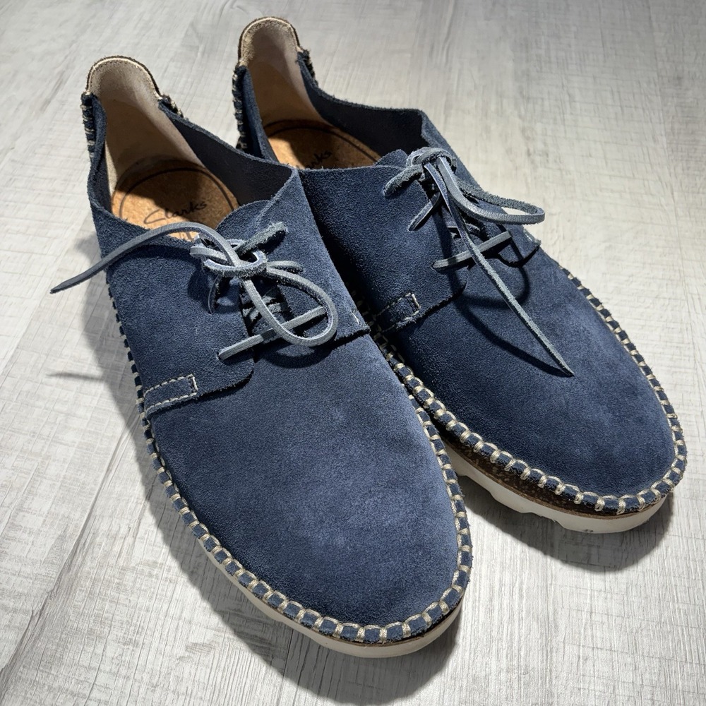 Clarks Sneakers Shoes Mens 10 Navy Blue 2610718 Suede Lace Up Casual